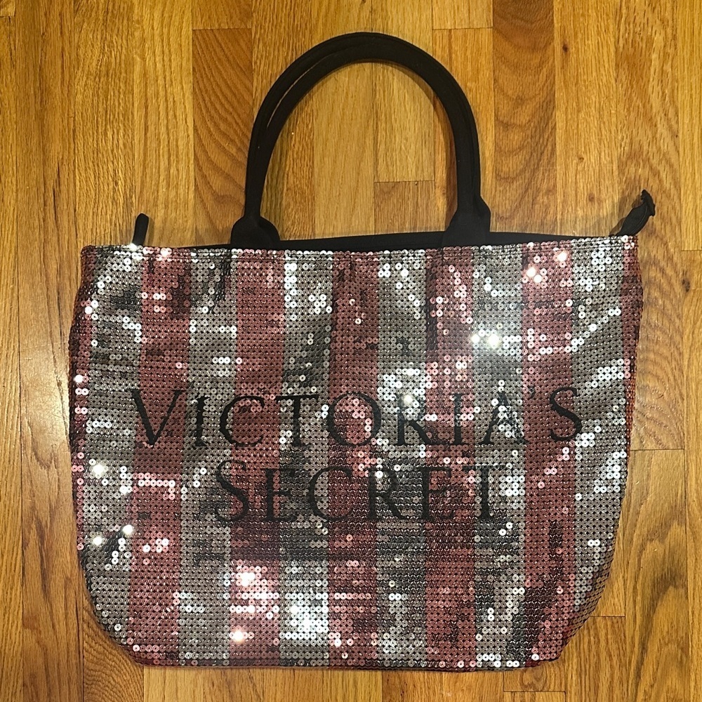 Victoria's Secret Glam Sequin Tote - Pink and Silver